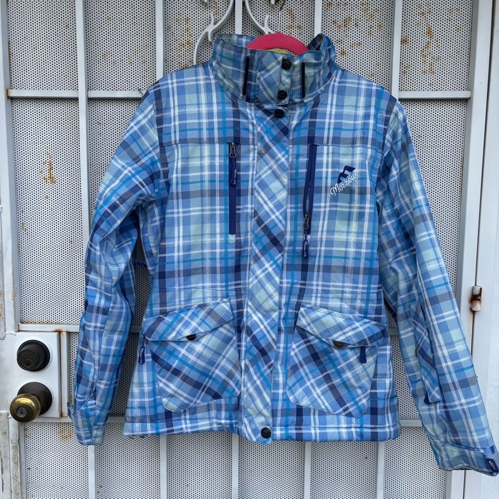 Morrow Women ’s 5000MM size M coats/jacket blue plaid lots of pockets snow ski